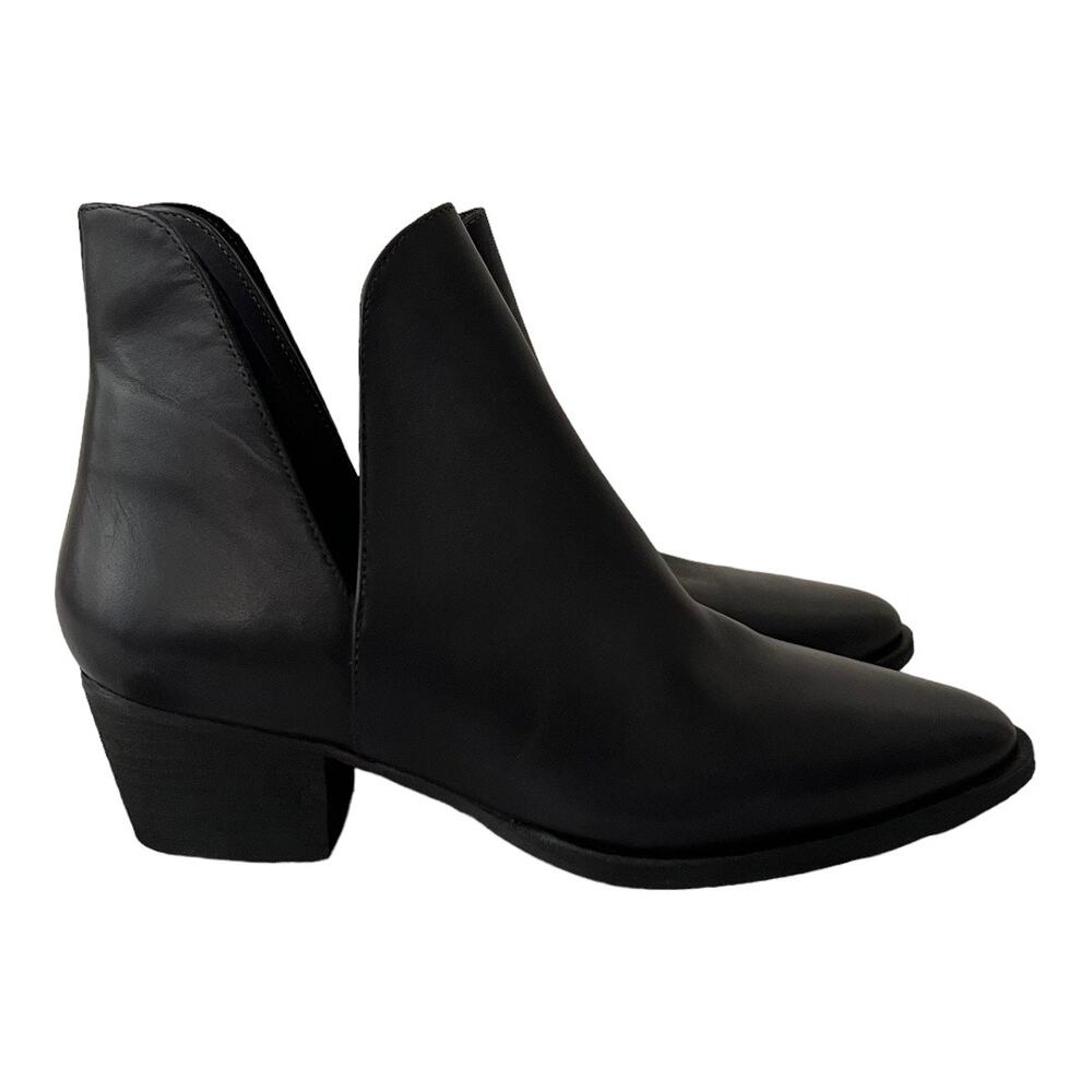 Free People Charm Double V Ankle Black Leather Boots Size 38 EU - Picture 2 of 12
